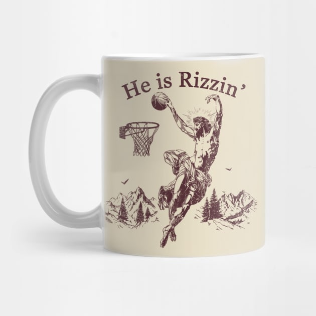 He Is Rizzin Funny Basketball Retro Christian Religious by aminaqabli